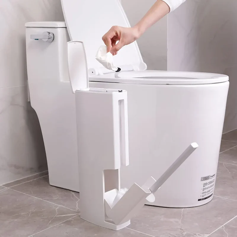 SlimPure 3-in-1 Ultradünner Abfalleimer – 4.4” Schmaler Badezimmer-Mülleimer mit Deckel