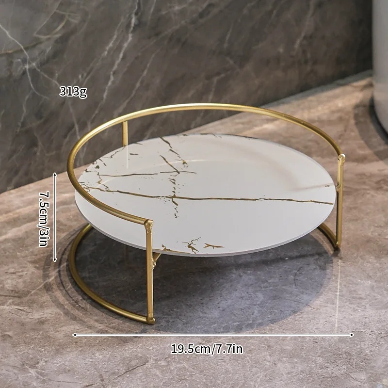 AureliaTower Premium 2-Stöckiger Bad- & Kosmetik-Organizer – Gold/Schwarz Parfüm & Make-up Regal mit Marmor-Optik