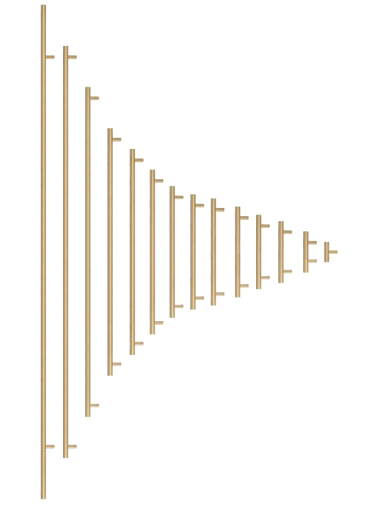 Nurlin T-Bar Messing Möbelgriff – Rund, Extra Lang, Modernes Design für Schränke, Schubladen & Kühlschrank