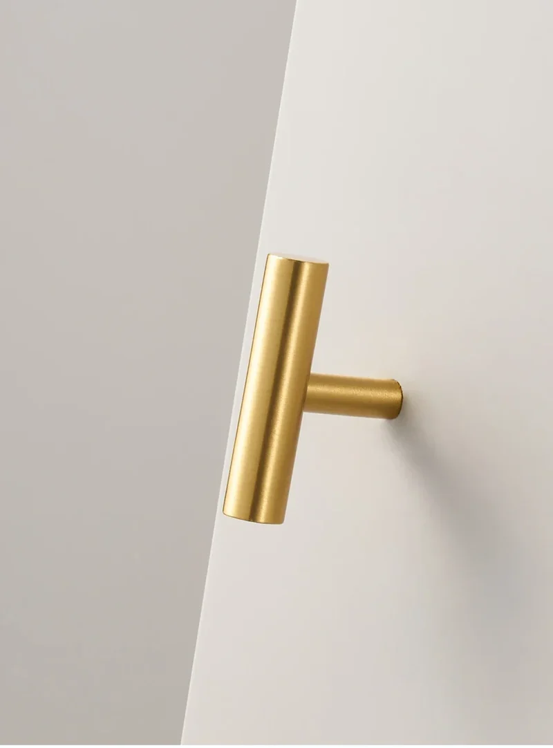 Nurlin T-Bar Messing Möbelgriff – Rund, Extra Lang, Modernes Design für Schränke, Schubladen & Kühlschrank