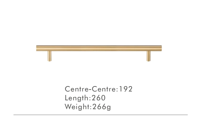 Nurlin T-Bar Messing Möbelgriff – Rund, Extra Lang, Modernes Design für Schränke, Schubladen & Kühlschrank
