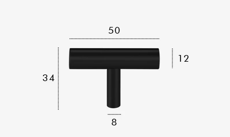 Nurlin T-Bar Messing Möbelgriff – Rund, Extra Lang, Modernes Design für Schränke, Schubladen & Kühlschrank