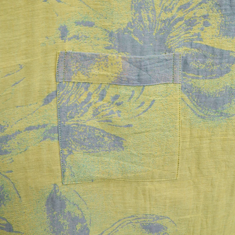 Kimono-Bademantel aus azurblauem Baumwollgaze