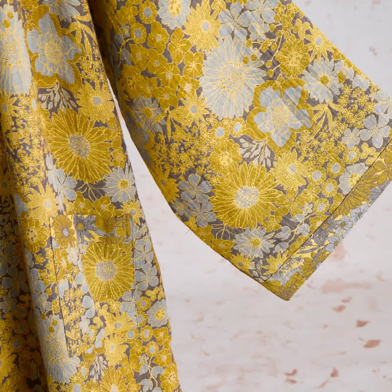 Retro-Bademantel aus Baumwolle mit dezentem Blumenmuster
