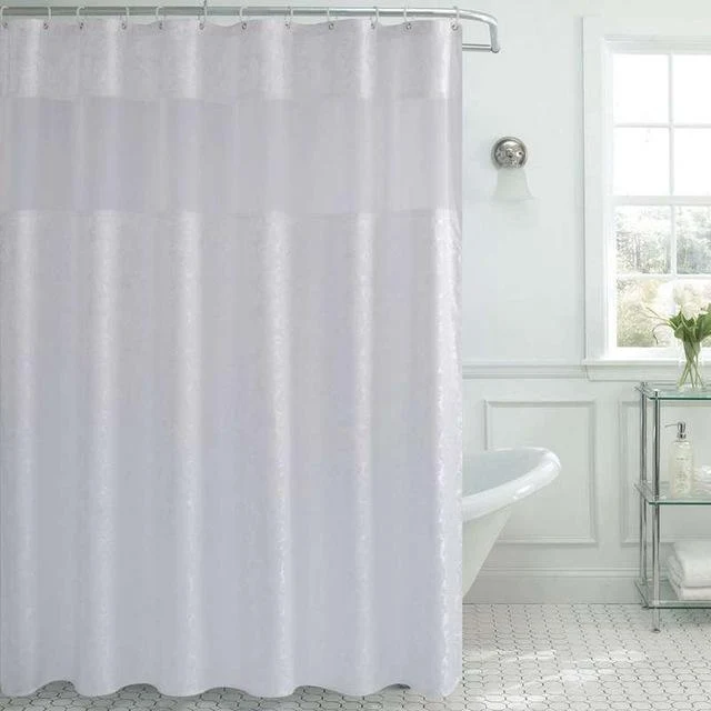Weißer Duschvorhang aus Textil für Badezimmer