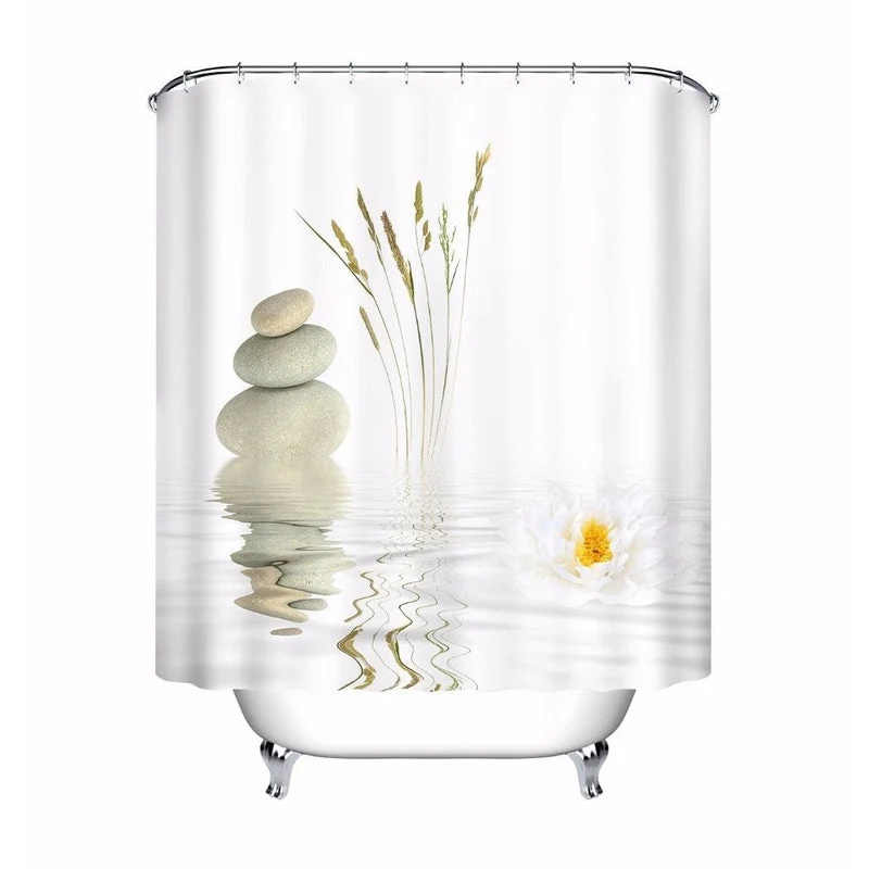 Wellness Duschvorhang mit Zen Stein Motiv