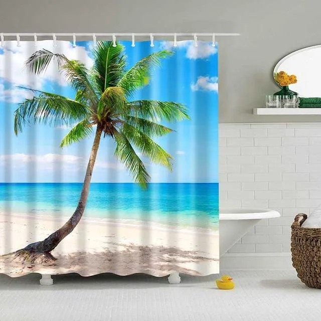 Duschvorhang mit Palmenmotiv für Urlaubsfeeling