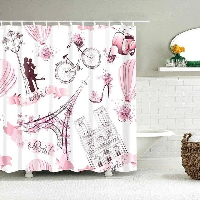 Designer Duschvorhang mit romantischem Paris Design