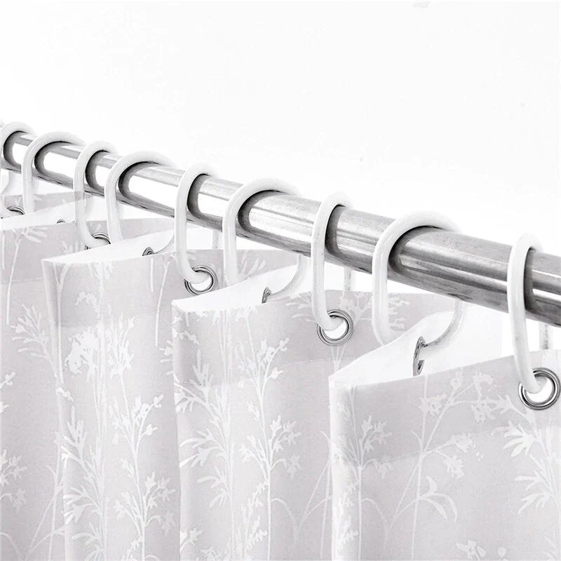 Duschvorhang weiß mit dezentem Blumenmuster