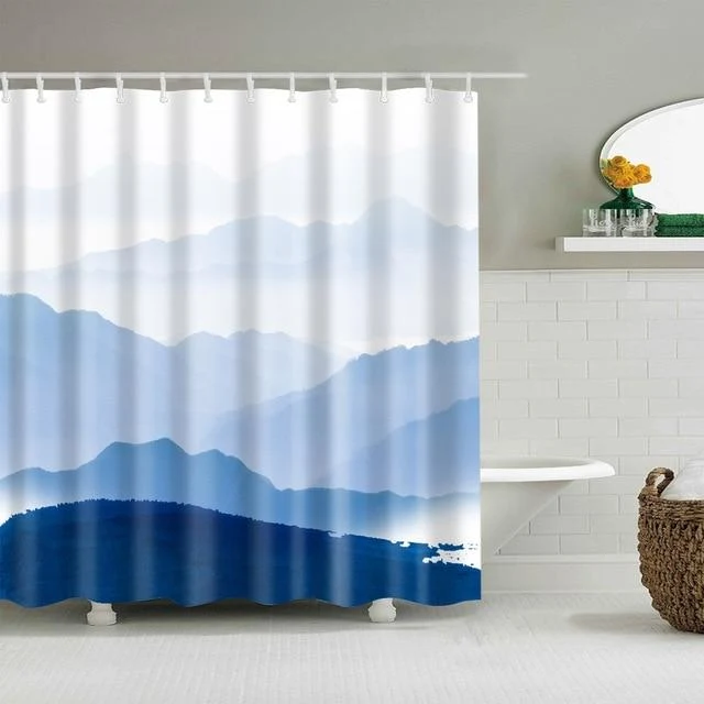 Duschvorhang mit Berglandschaft Panorama Motiv