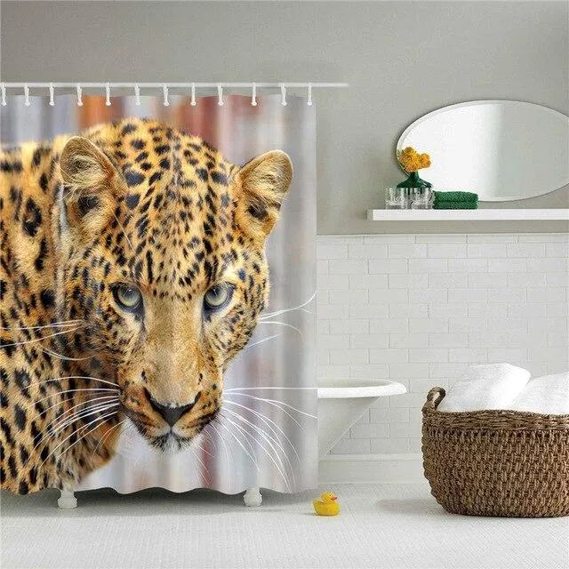 Duschvorhang mit großem Leopard Gesicht
