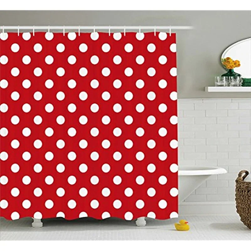 Retro Duschvorhang mit großen Polka Dots