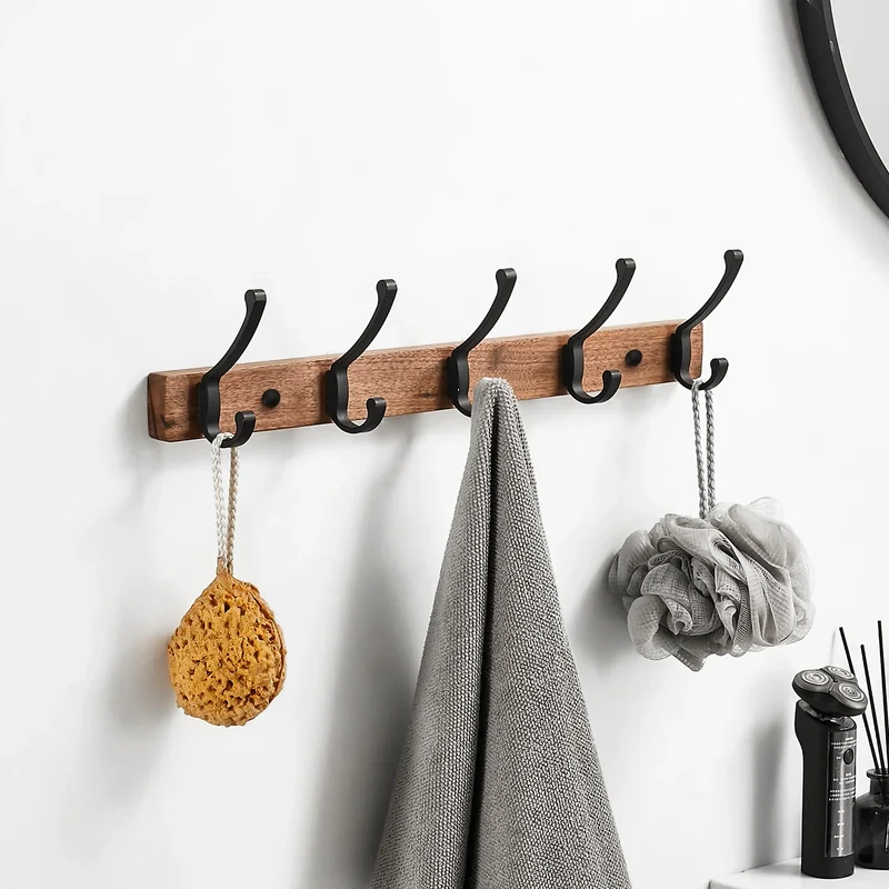 SARIHOSY Schwarze Holz-Wandgarderobe