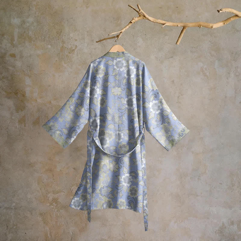 Retro-Kimono aus Baumwolle mit Blumenmuster