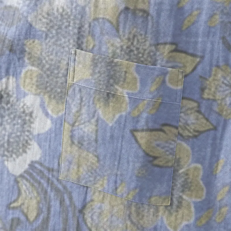 Retro-Kimono aus Baumwolle mit Blumenmuster