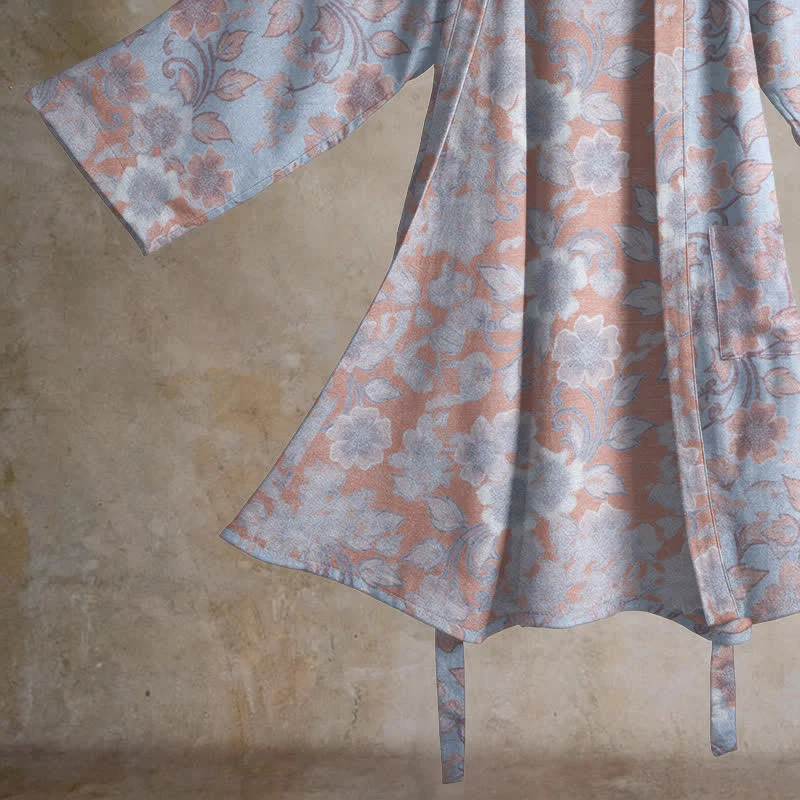 Retro-Kimono aus Baumwolle mit Blumenmuster