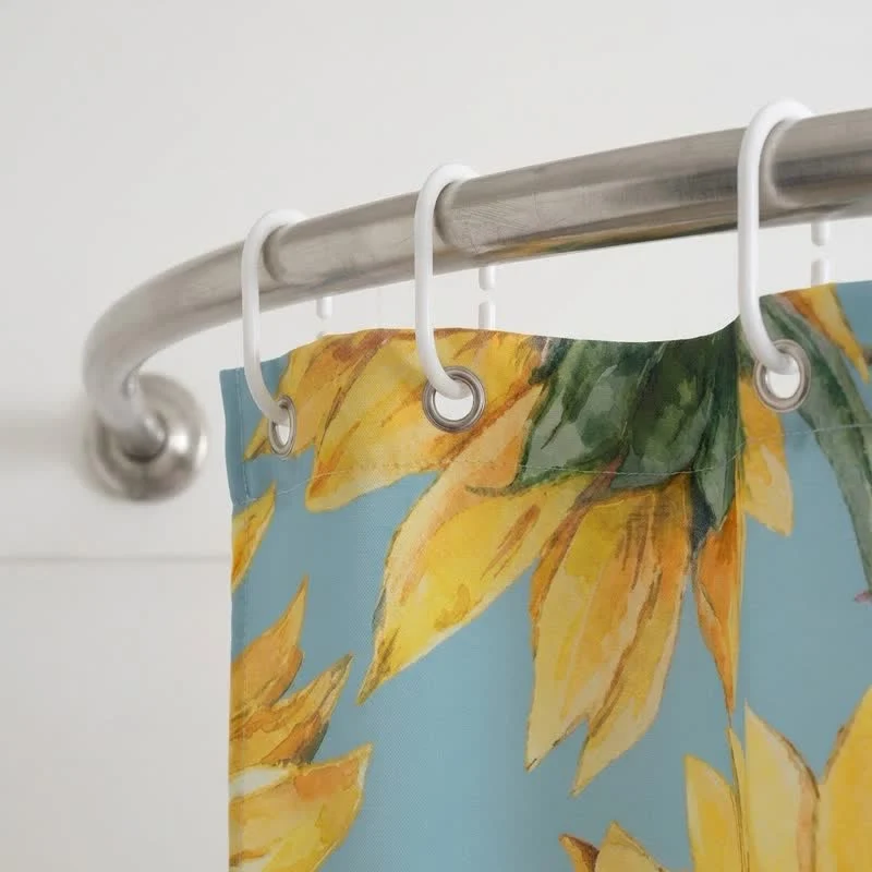 Wasserdichter Duschvorhang mit nordischem Sonnenblumenmuster
