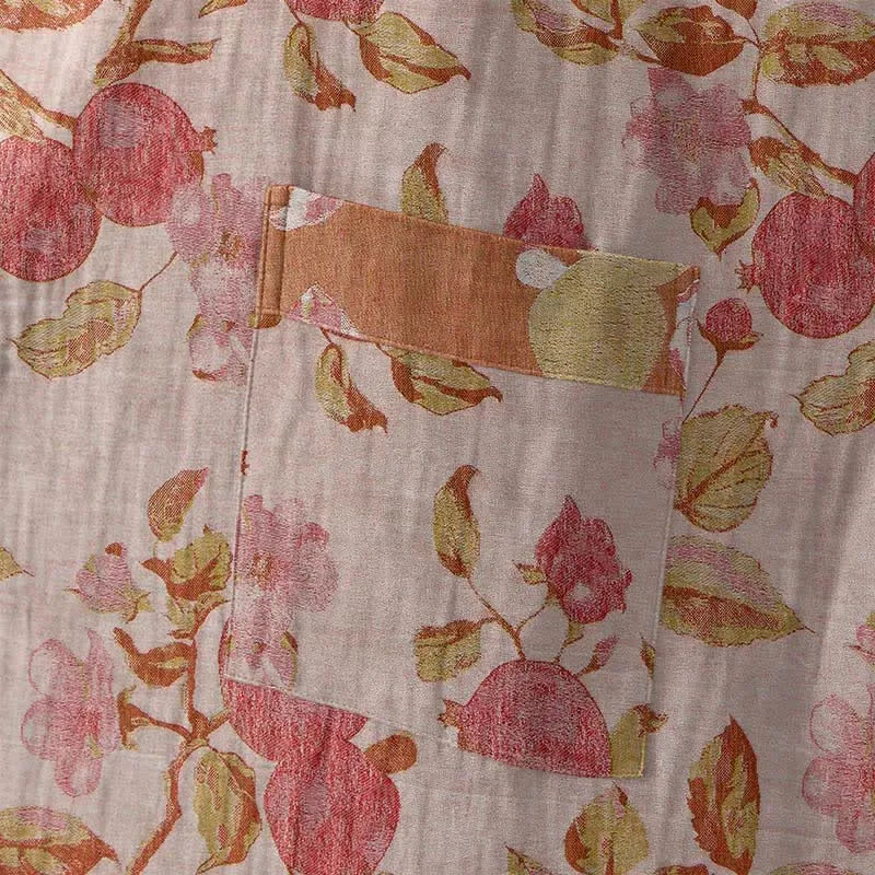 Kimono-Bademantel aus Baumwolle mit botanischem Granatapfelmuster