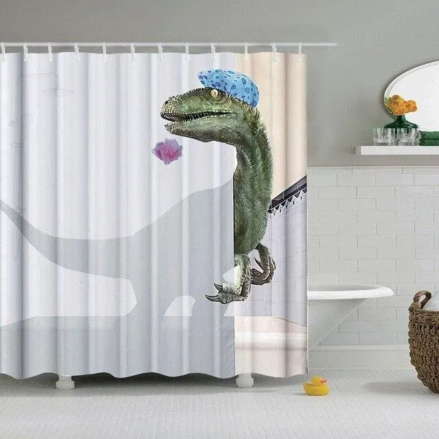 Lustiger Duschvorhang mit Dinosaurier-Motiv