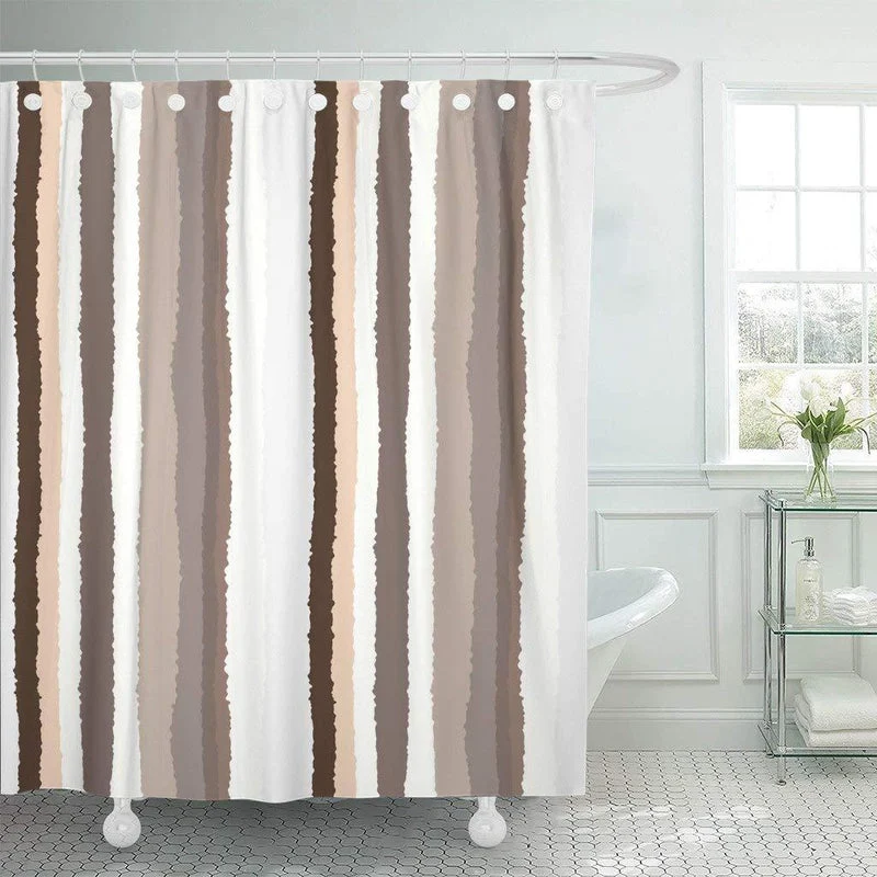 Gestreifter Duschvorhang in Beige Weiß