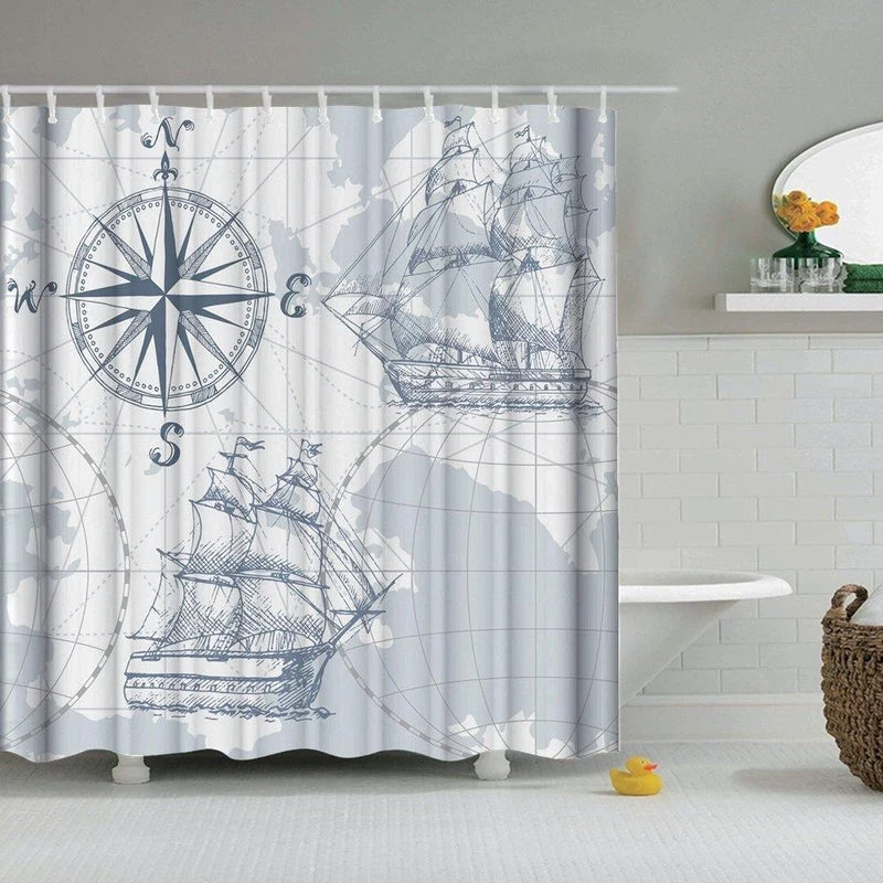 Maritimer Duschvorhang mit Segelschiff-Motiv