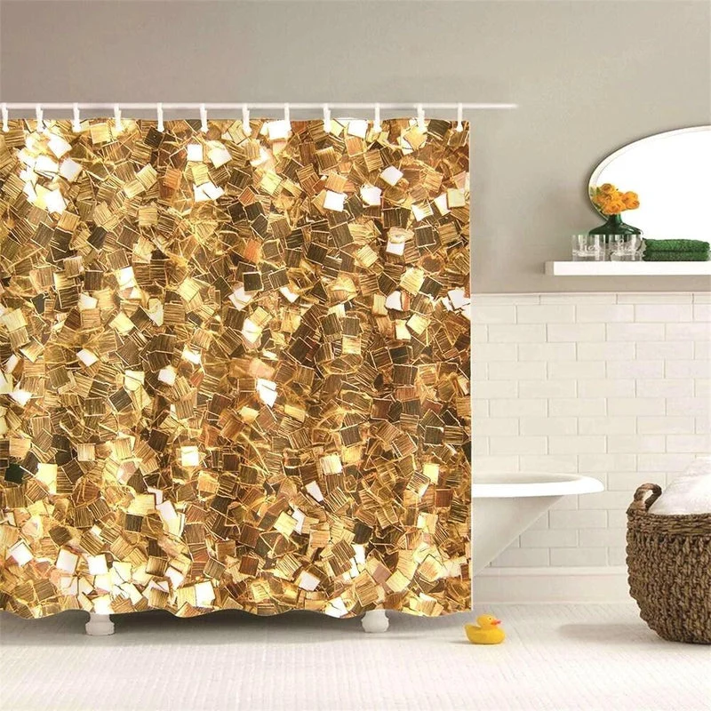 Glamouröser Duschvorhang in Gold-Glitzer-Optik