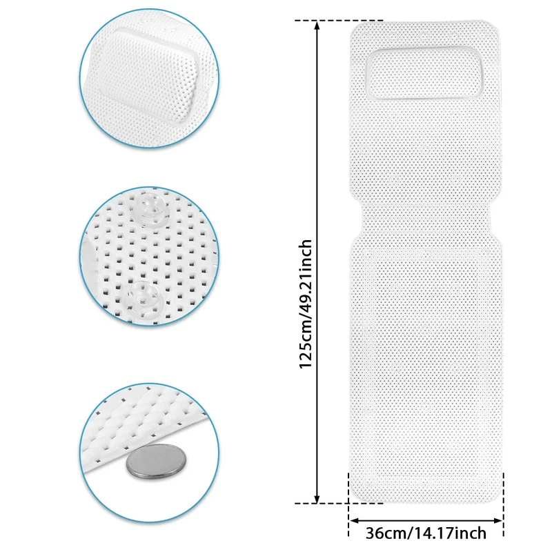 HydroComfort Rutschfeste Badewannenmat mit Kissen