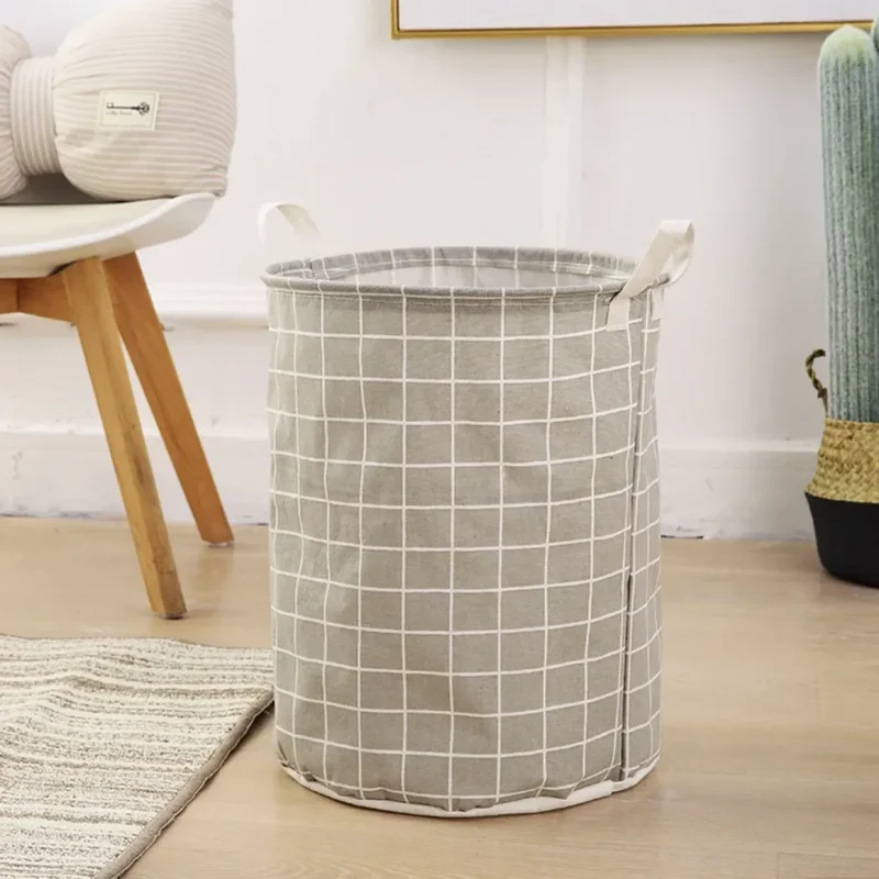 EcoStore Wäschekorb – Faltbarer Canvas & Leinen Wäschekorb mit Griffen und Kordelzug