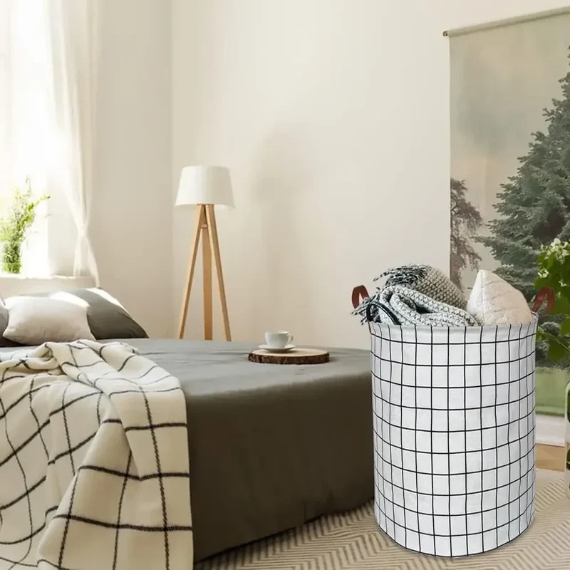 EcoStore Wäschekorb – Faltbarer Canvas & Leinen Wäschekorb mit Griffen und Kordelzug