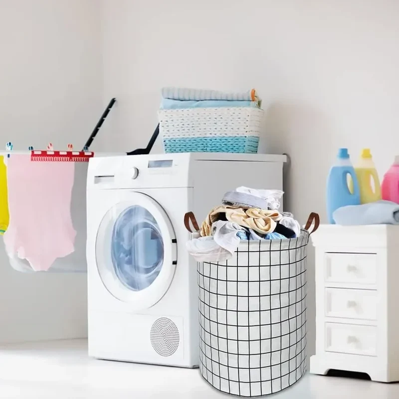 EcoStore Wäschekorb – Faltbarer Canvas & Leinen Wäschekorb mit Griffen und Kordelzug