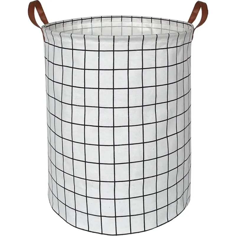 EcoStore Wäschekorb – Faltbarer Canvas & Leinen Wäschekorb mit Griffen und Kordelzug
