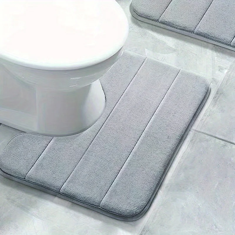 SoftStripe Badezimmer WC-U-Matte – Weicher, Rutschfester & Schnell Trocknender Teppich aus Mikrofaser