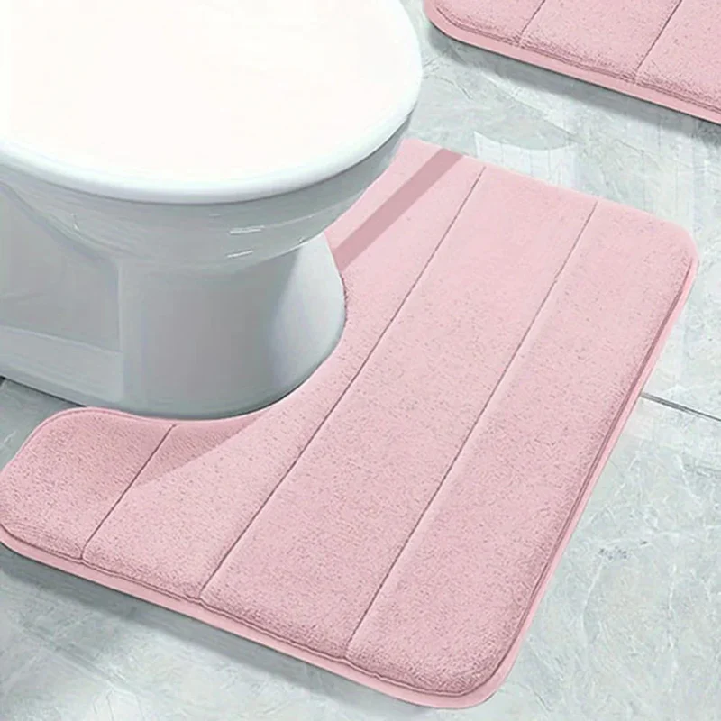 SoftStripe Badezimmer WC-U-Matte – Weicher, Rutschfester & Schnell Trocknender Teppich aus Mikrofaser