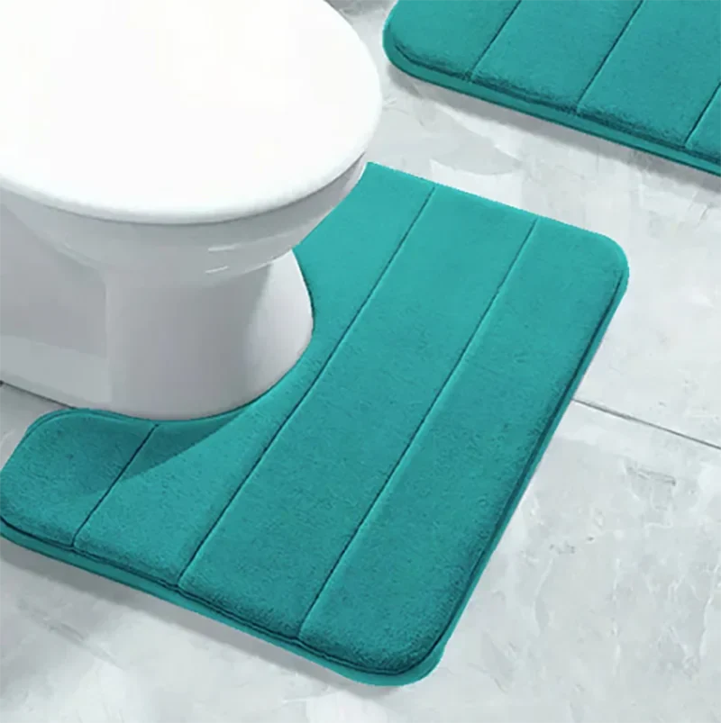 SoftStripe Badezimmer WC-U-Matte – Weicher, Rutschfester & Schnell Trocknender Teppich aus Mikrofaser