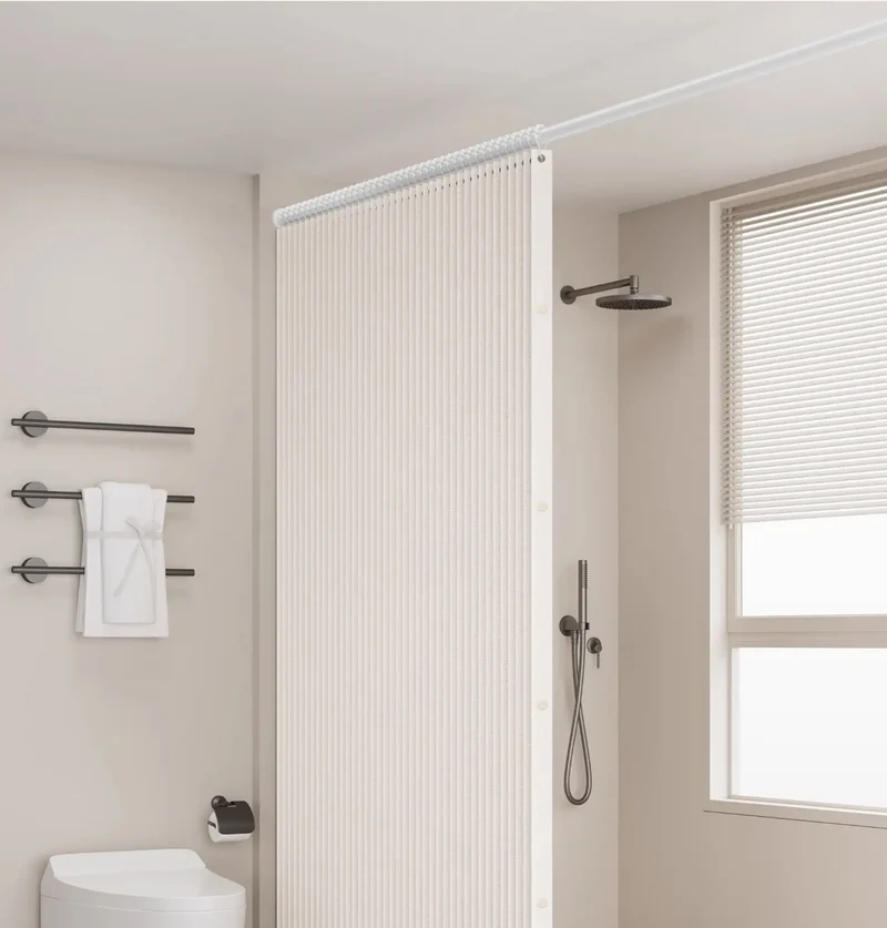 AquaFold Luxe – Faltbares Duschvorhang mit Akkordeon-Design