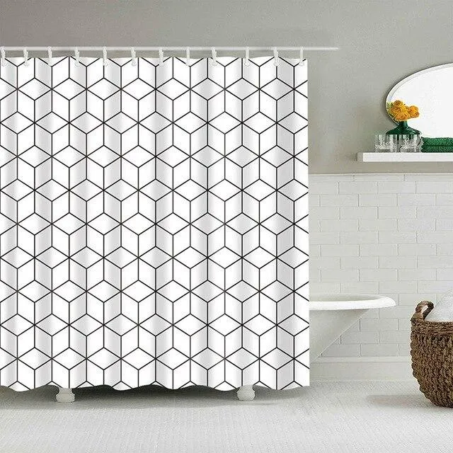 Wasserdichter Textil Duschvorhang geometrisches Muster