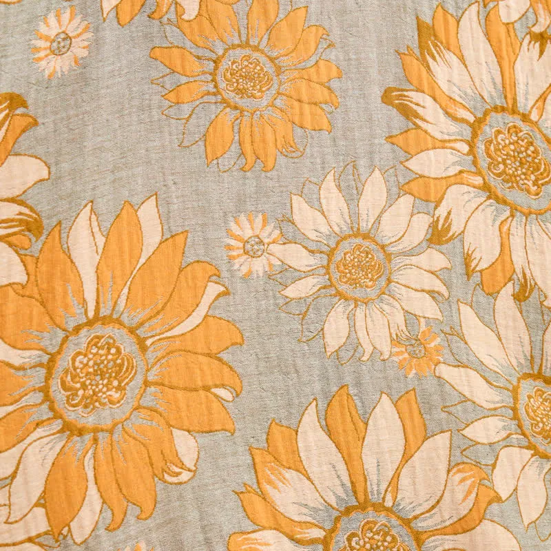 Vintage Sonnenblumen-Baumwollkimono-Bademantel