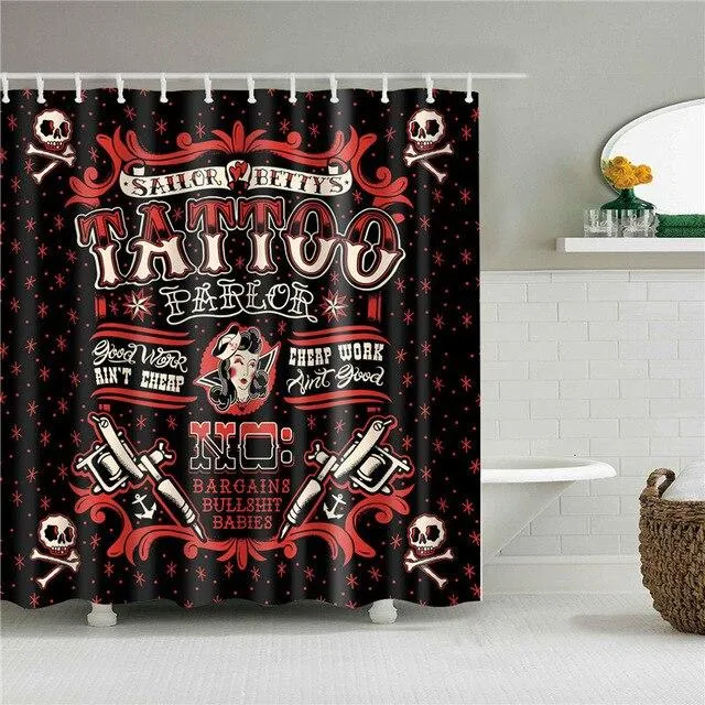 Duschvorhang im coolen Retro Tattoo-Stil