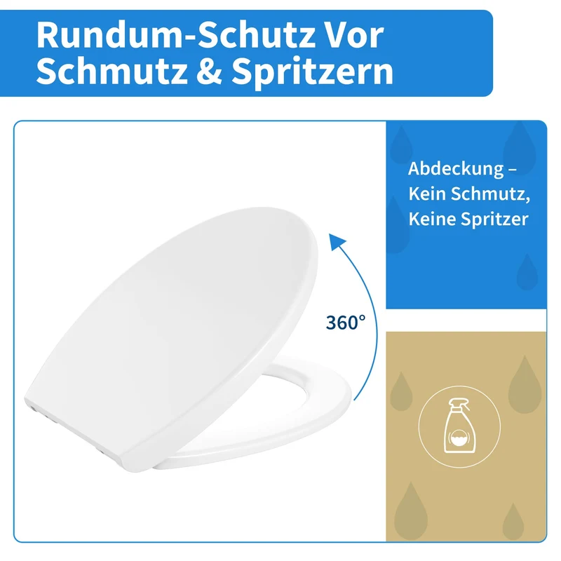 Garvee WC Sitz O Form Klobrille Weiß PP Kunststoff Vollverkleidet Geschlossen Verstellbare Scharniere Oval Toilettendeckel Badezimmer