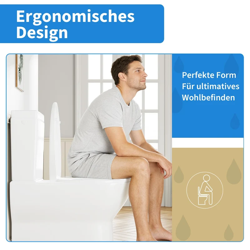 Garvee WC Sitz O Form Klobrille Weiß PP Kunststoff Vollverkleidet Geschlossen Verstellbare Scharniere Oval Toilettendeckel Badezimmer