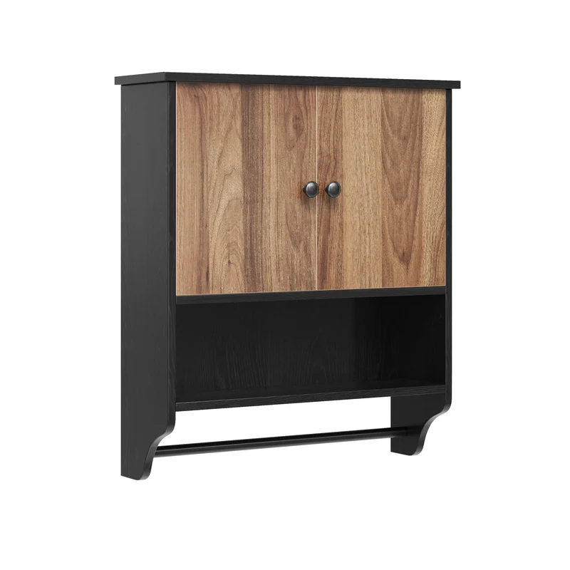 Garvee Mobile Bagno Versatile Con Portasciugamani, 2 Ante Regolabili, MDF Resistente All'umidità, Moderno Bianco O Nero