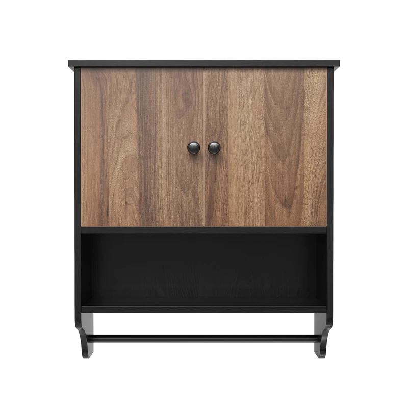 Garvee Mobile Bagno Versatile Con Portasciugamani, 2 Ante Regolabili, MDF Resistente All'umidità, Moderno Bianco O Nero