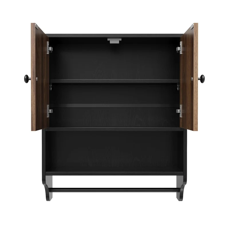 Garvee Mobile Bagno Versatile Con Portasciugamani, 2 Ante Regolabili, MDF Resistente All'umidità, Moderno Bianco O Nero