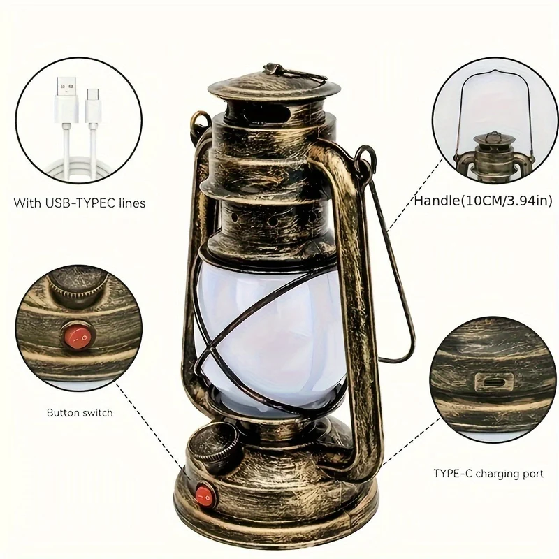 RetroGlow Lantern – Vintage LED Lantern med Flamme Lys Effekt | Luvikno