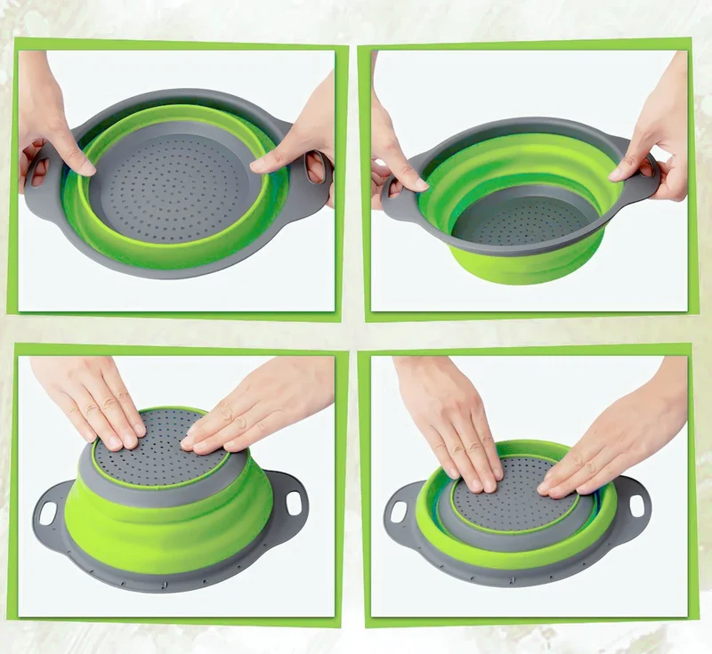 FlexiDrain – Faltbarer Silikon-Korb zum Waschen & Abtropfen