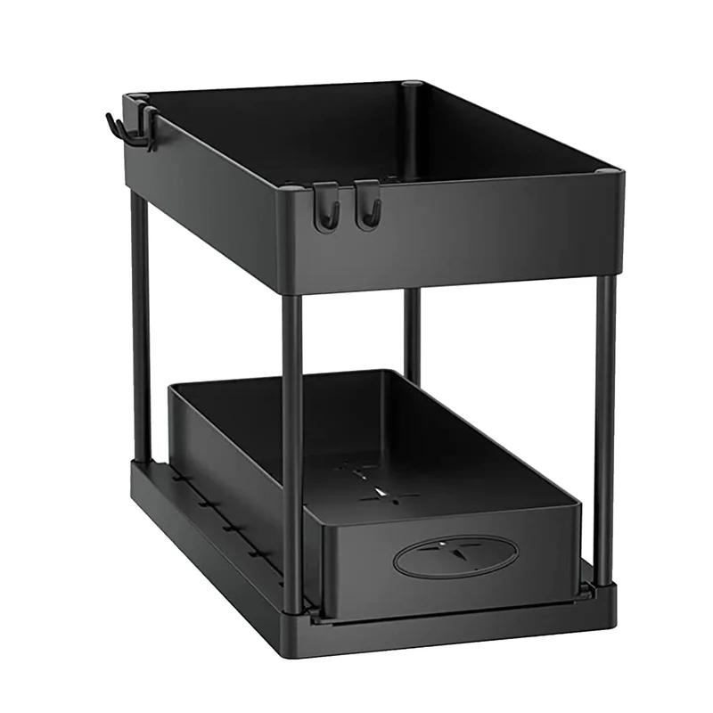 SlideEase 2-stufiger Organizer – Ausziehbarer Untergiebel-Organizer mit Korb, Haken und Bechersystem