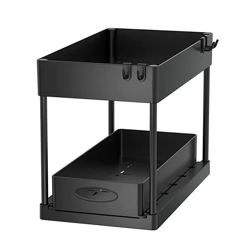 SlideEase 2-stufiger Organizer – Ausziehbarer Untergiebel-Organizer mit Korb, Haken und Bechersystem