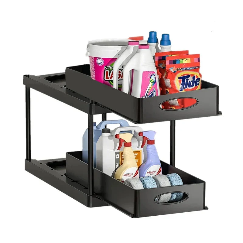 SlideEase 2-stufiger Organizer – Ausziehbarer Untergiebel-Organizer mit Korb, Haken und Bechersystem