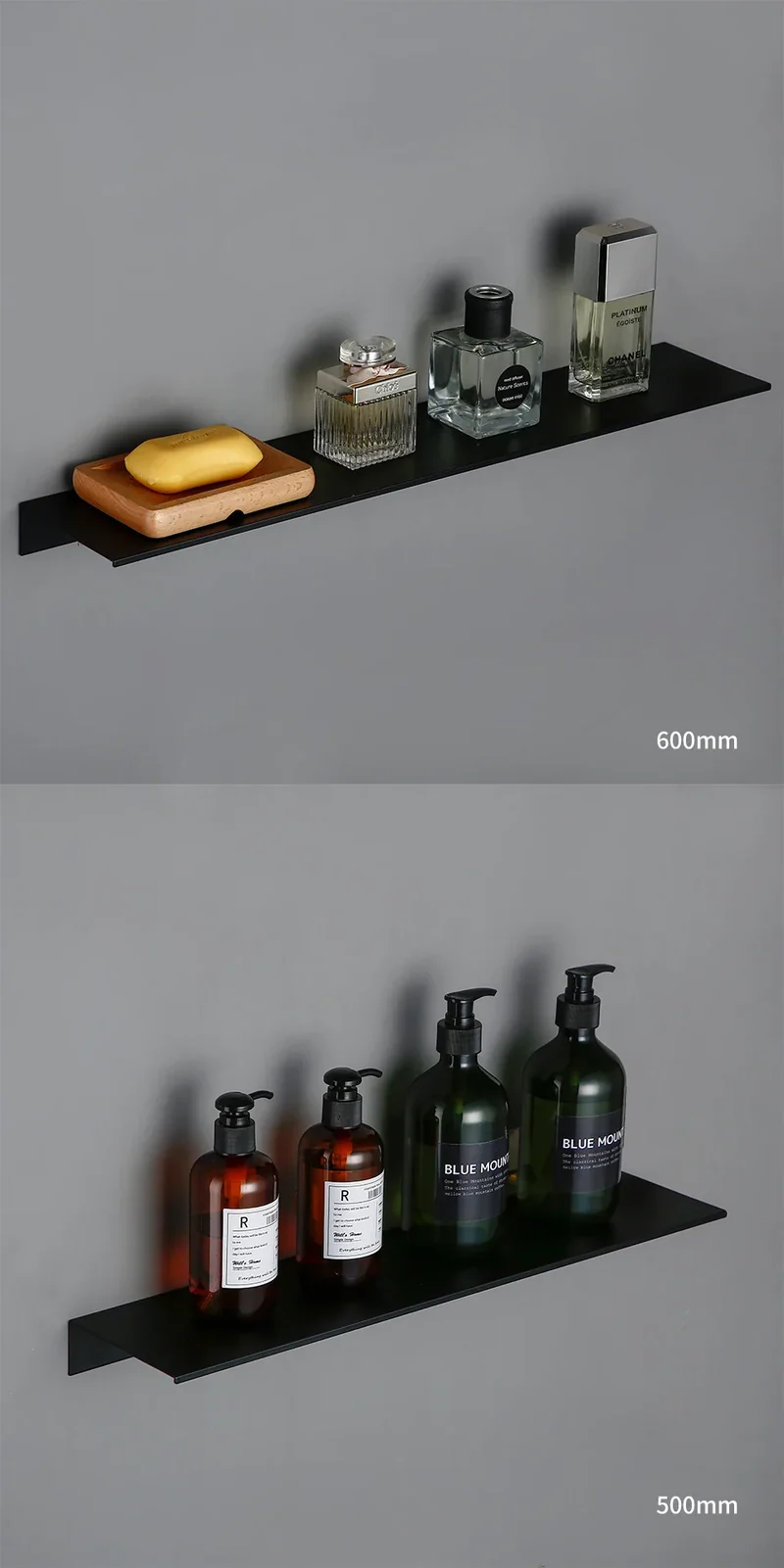 DUOWARE Wandregal Schwarz/Weiß – Aluminium Organizer für Bad, Küche oder Schlafzimmer