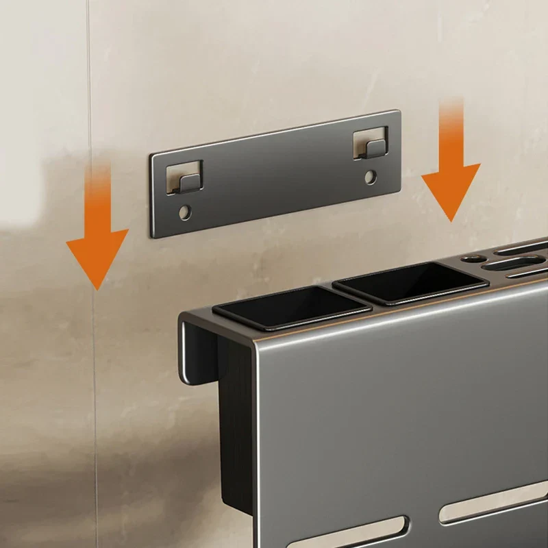 ChefSpace Wandmontierter Messerhalter mit Schneidebrett-Aufbewahrung – Edelstahl